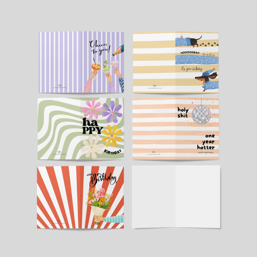 Glückwunschkarten Happy Birthday bunt Set 10 Stück mit Umschlägen