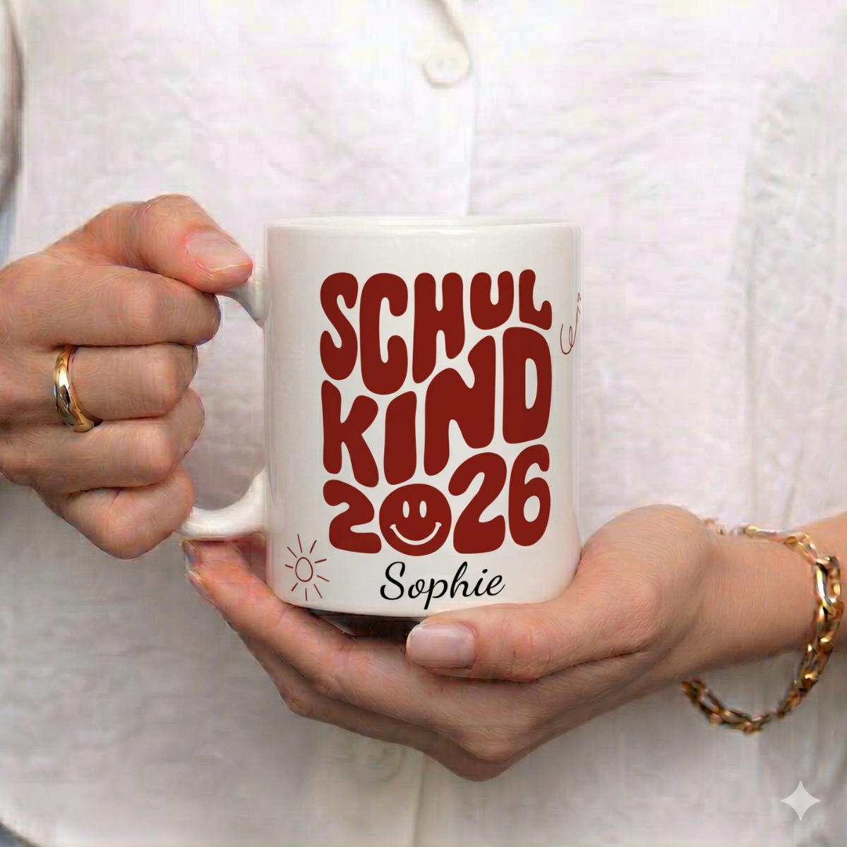 Tasse Schulkind 2026 Rot mit Name