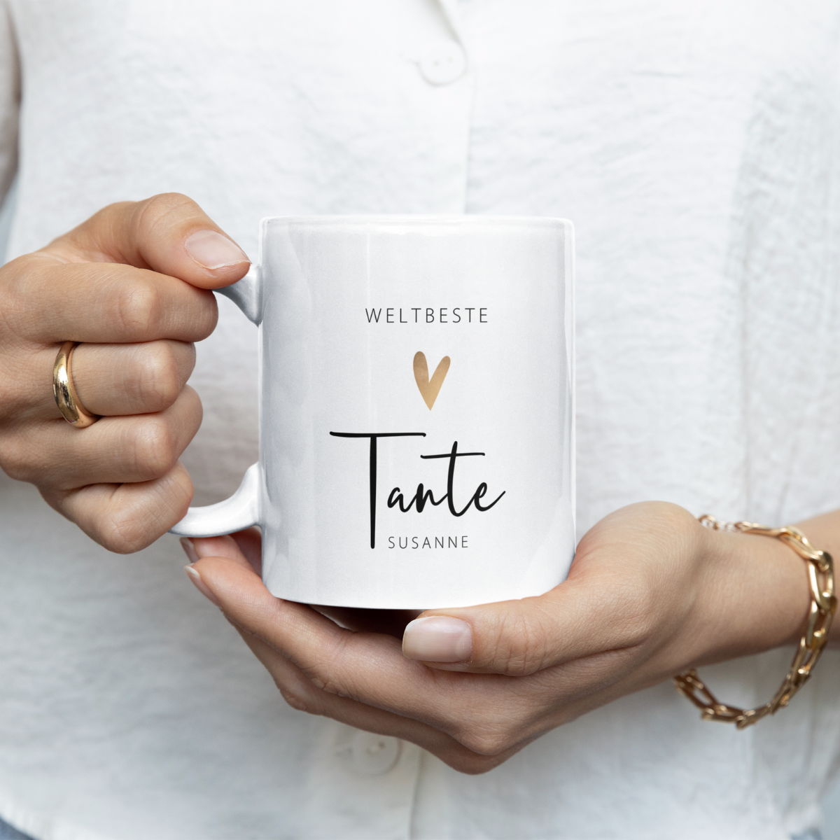 Tasse Weltbeste Tante 330ml einfarbig mit / ohne Personalisierung