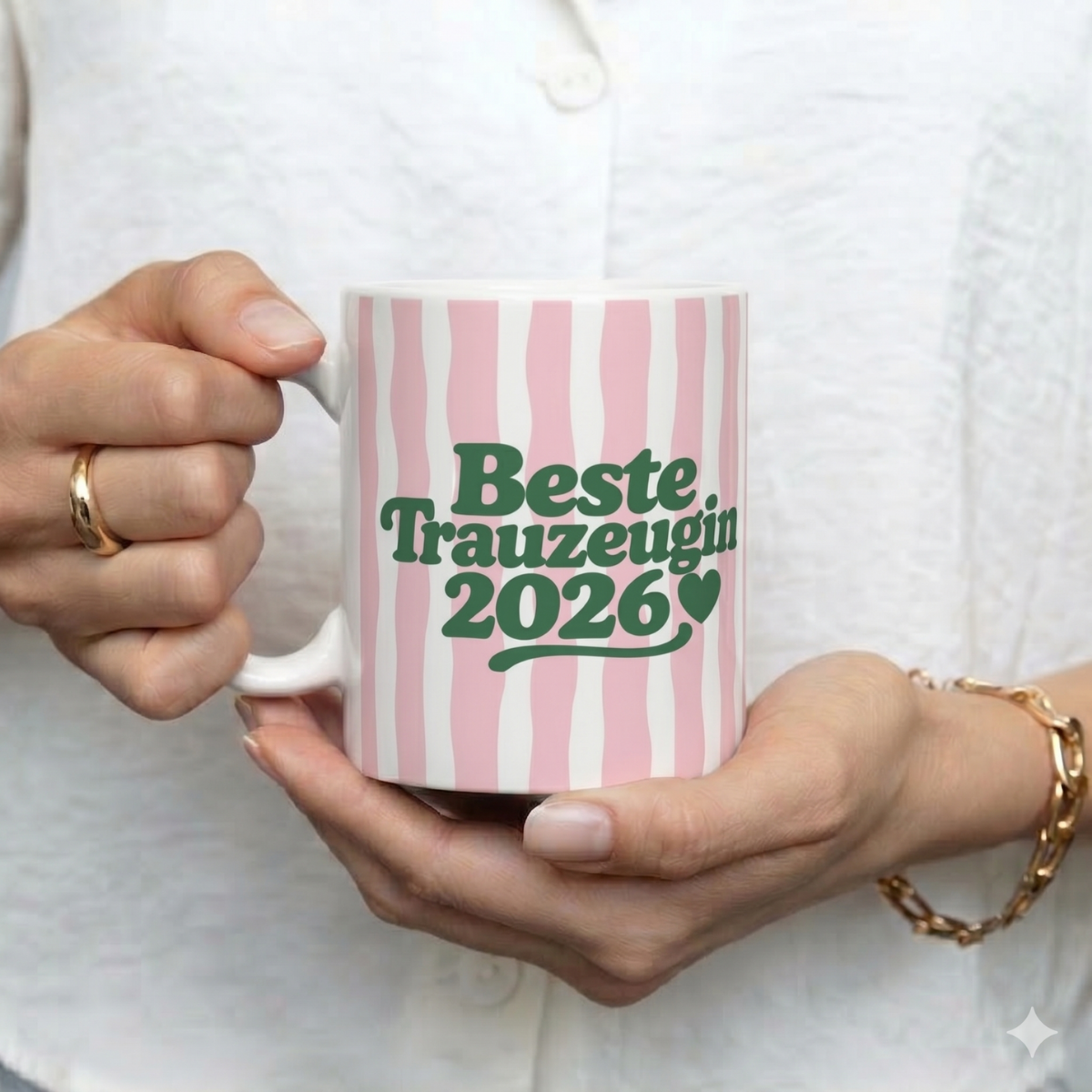 Tasse Beste Trauzeugin 2026 oder 2027 rosa/grün