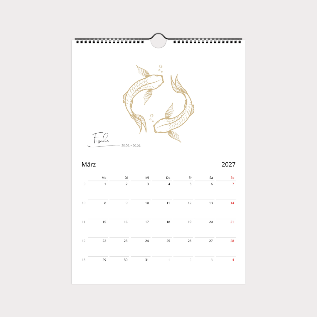 Sternzeichen Kalender 2027 trifft Design | Wandkalender A4