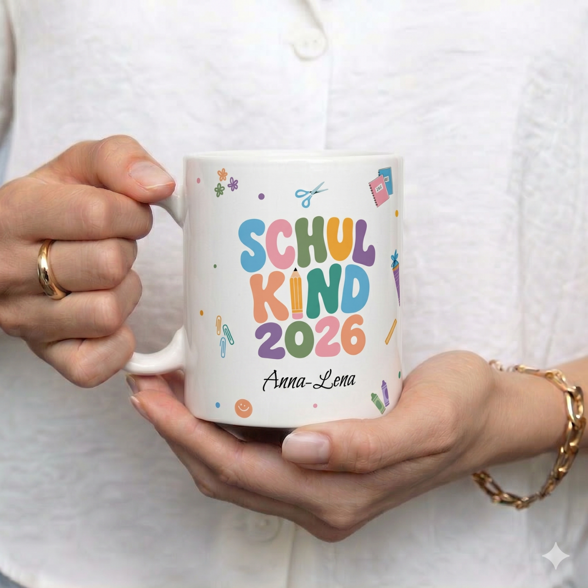Tasse Schulkind Bunt 2026 mit Namen