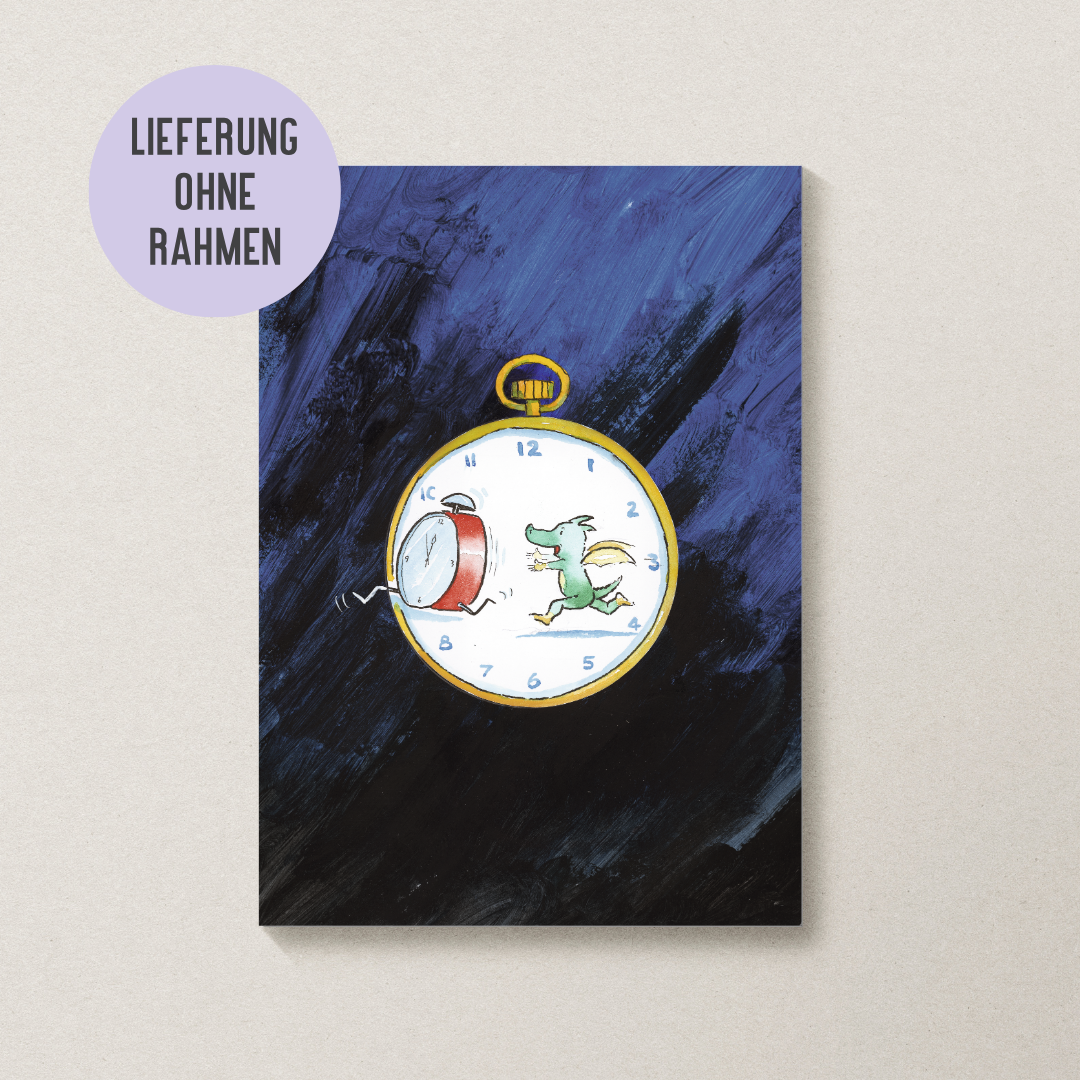Tabaluga mit der Uhr – Poster für kleine Träumer & Zeitläufer