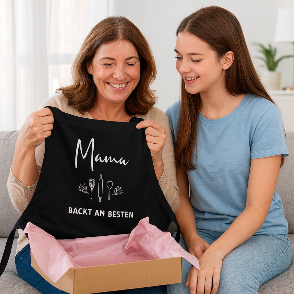 Schürze Mama backt am besten – schwarz