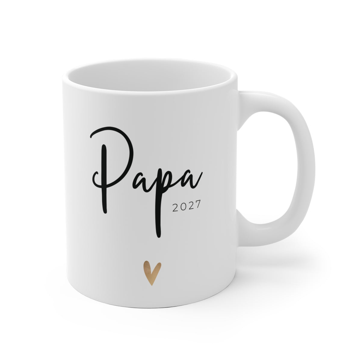 Tasse Papa 2027 goldenes Herz - einfarbig