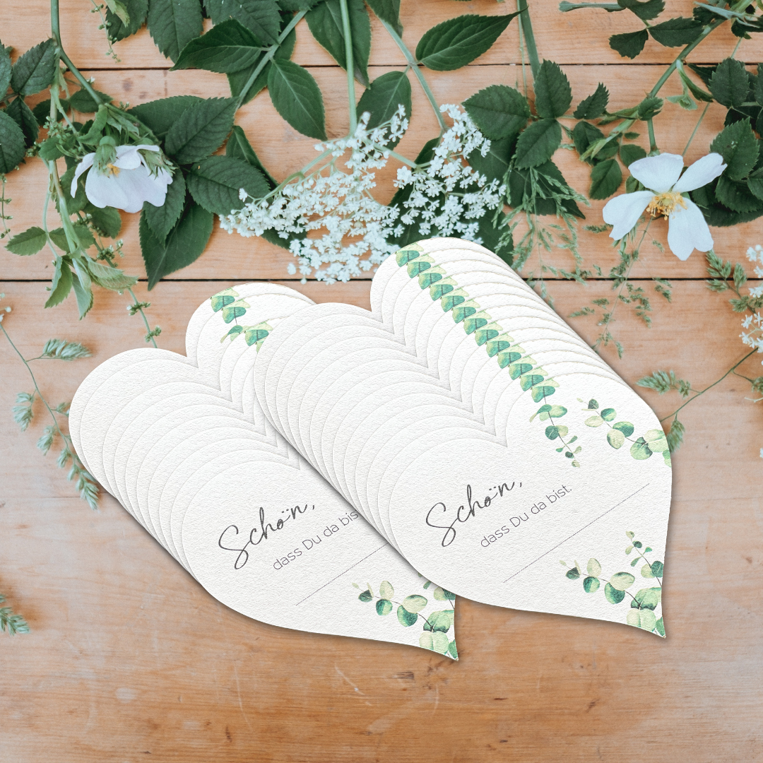 Getränkeuntersetzer Namenskarten Eucalyptus