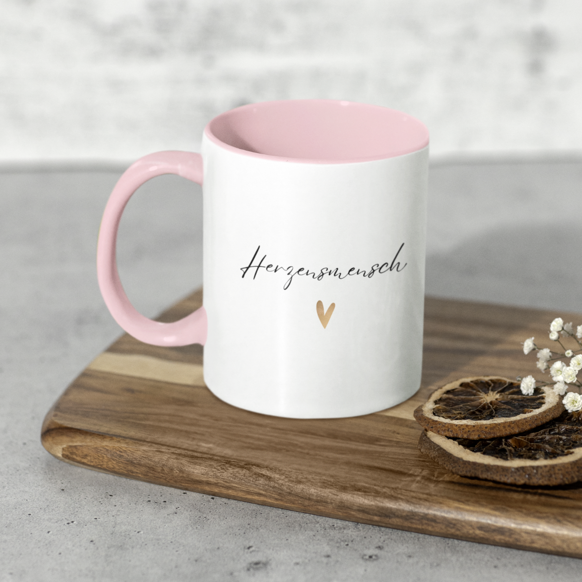 Tasse Herzensmensch - zweifarbig rosa