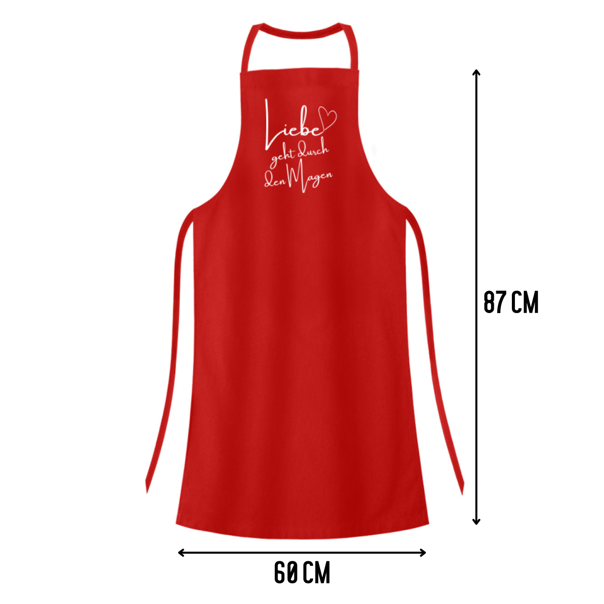 Schürze „Liebe geht durch den Magen“ - Rot / Weiß