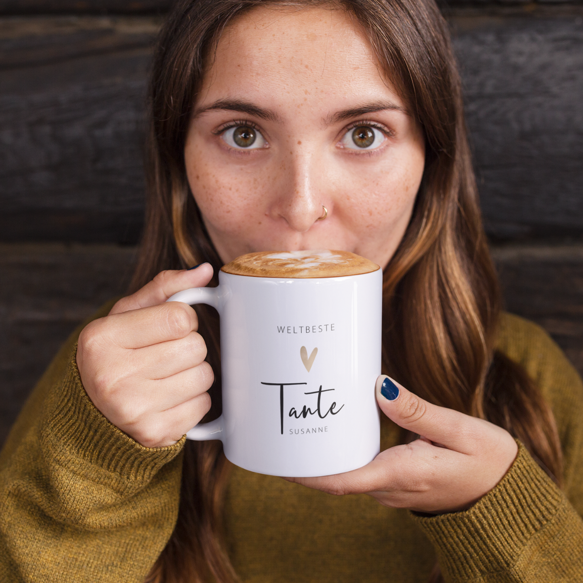 Tasse Weltbeste Tante 330ml einfarbig mit / ohne Personalisierung