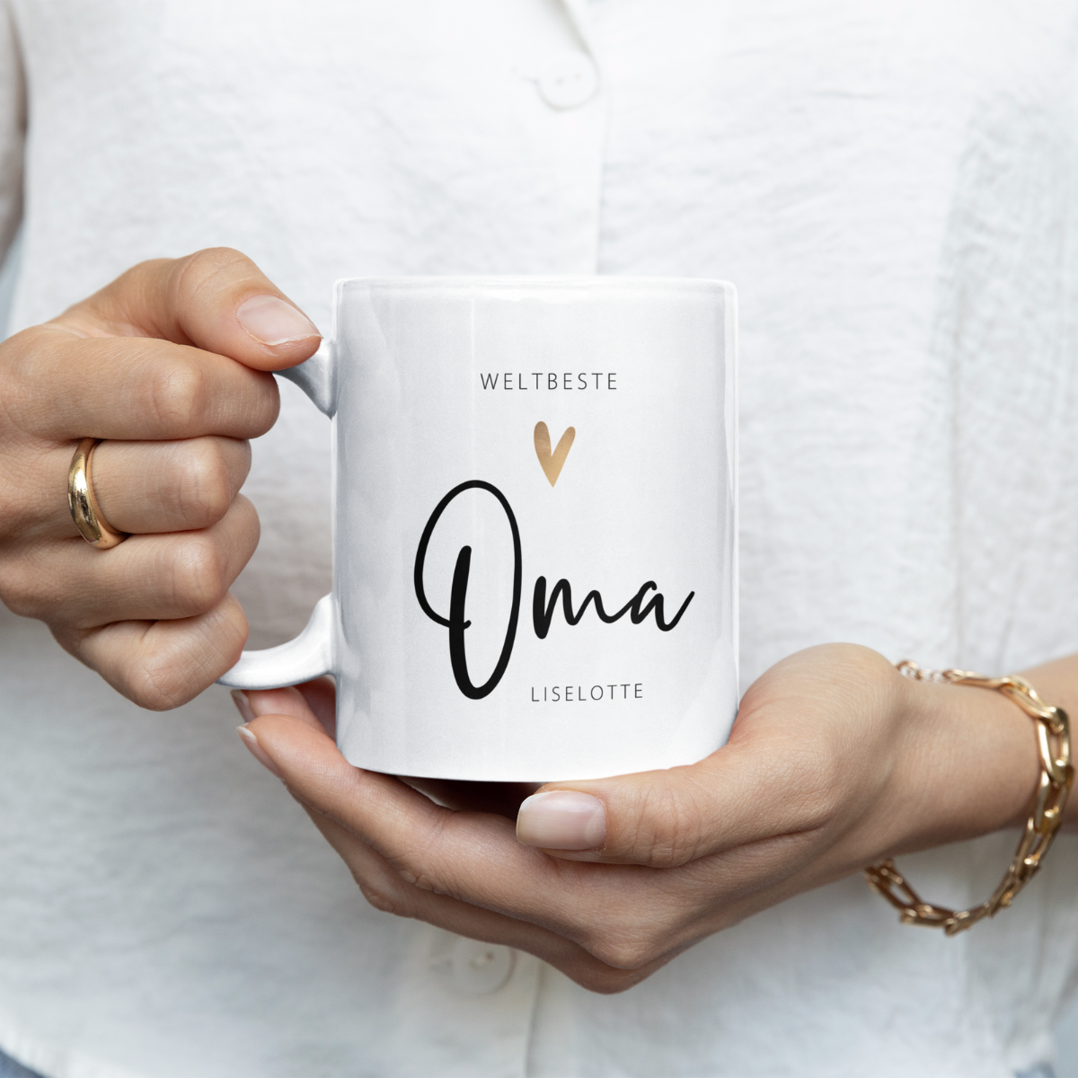 Tasse Weltbeste Oma 330ml einfarbig mit / ohne Personalisierung