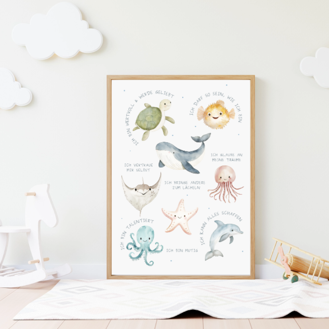 Affirmations Poster Kinder Meerestiere 1-teilig DIN A3