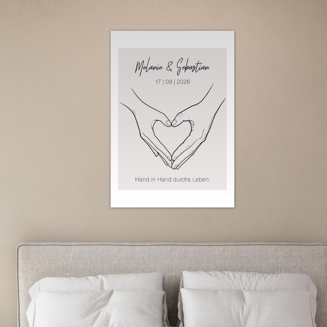 Wandbild Poster personalisiert - Herz Hände