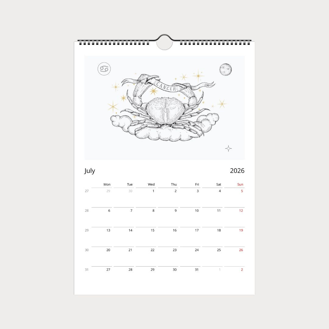 Zodiac Sternzeichen Kalender 2026 (Englisch)