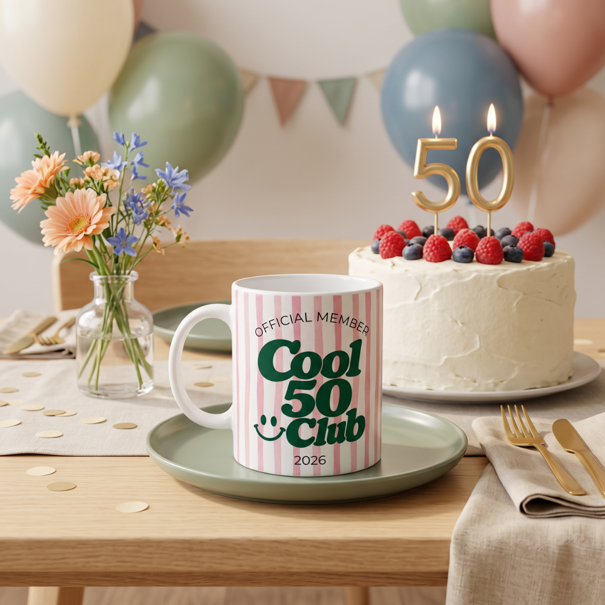 Cool 50 Club Tasse Rosa Grün