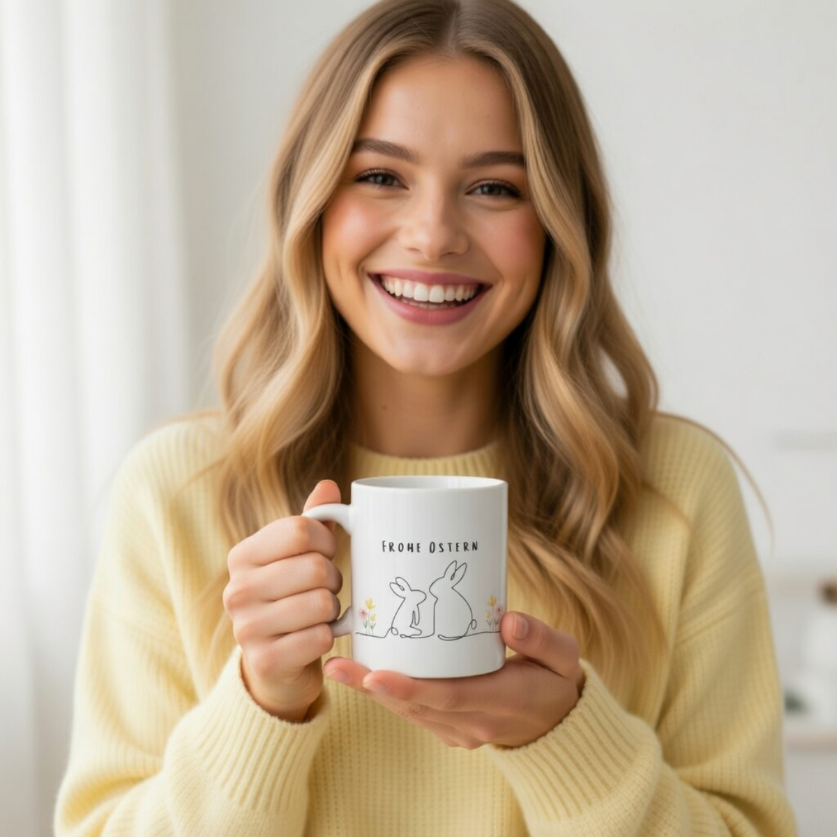 Tasse Ostern gezeichneter Hase