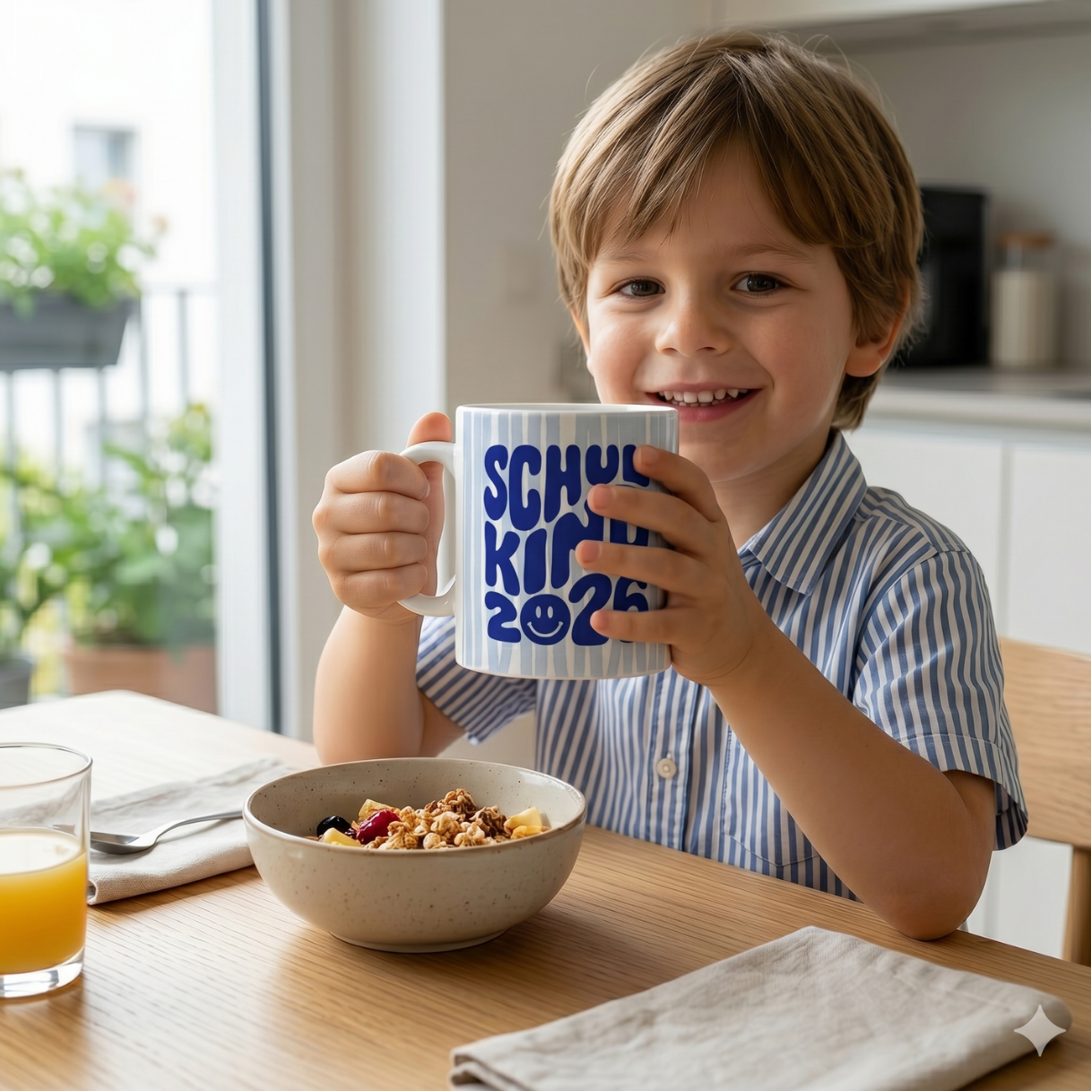 Tasse Schulkind 2026 Blau mit Namen
