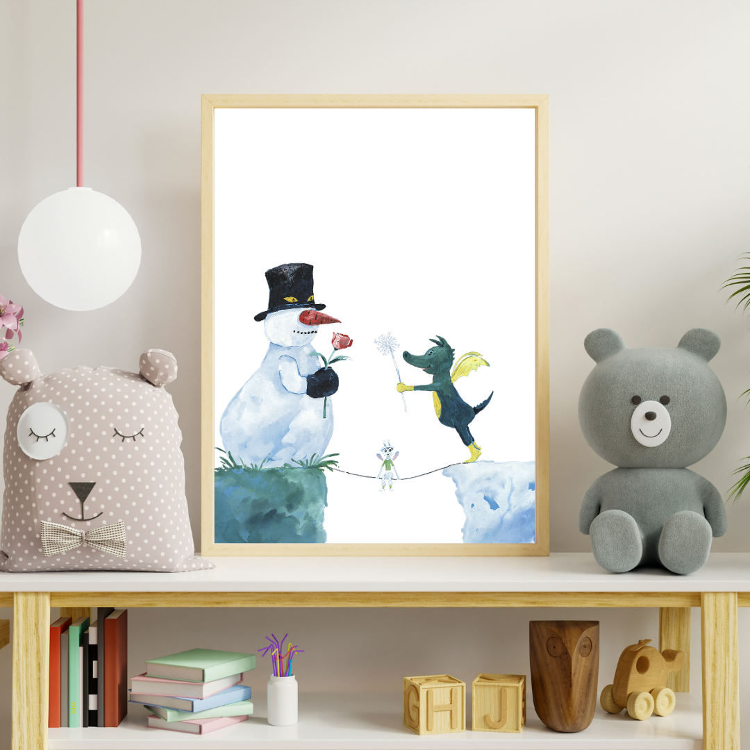 Poster Tabaluga Schneemann Blume