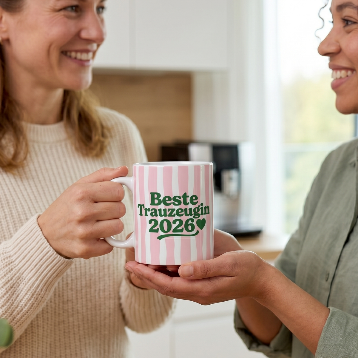 Tasse Beste Trauzeugin 2026 oder 2027 rosa/grün