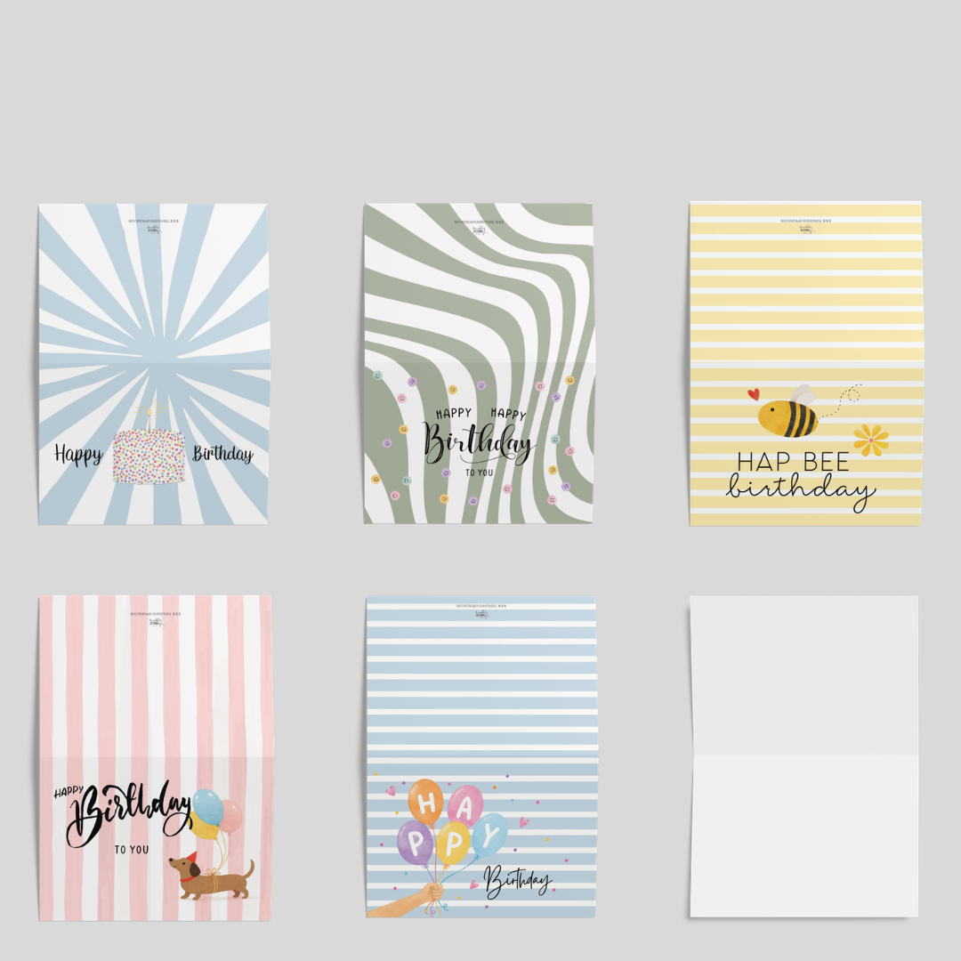 Glückwunschkarten Happy Birthday bunt Set 10 Stück mit Umschlägen