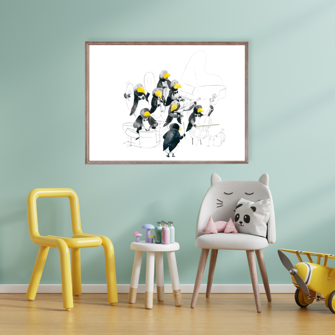 Poster TABALUGA Originalmotiv – Hingebungsvolles Pinguin-Orchester