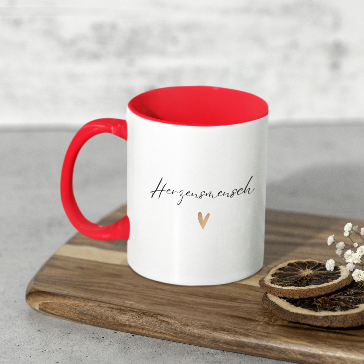 Tasse Herzensmensch - zweifarbig rot