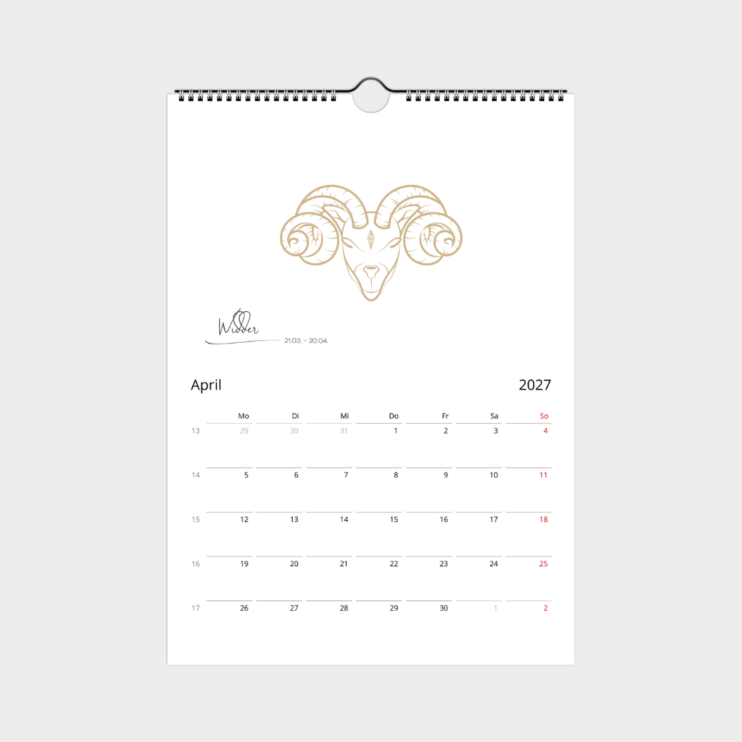 Sternzeichen Kalender 2027 trifft Design | Wandkalender A4