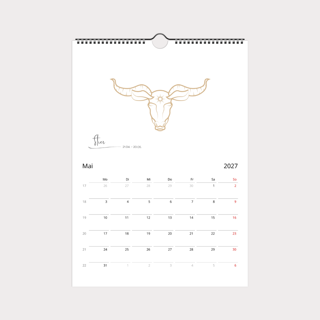 Sternzeichen Kalender 2027 trifft Design | Wandkalender A4