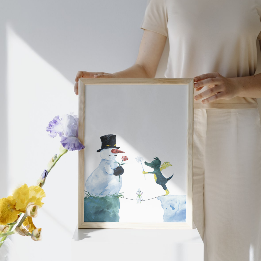 Poster Tabaluga Schneemann Blume