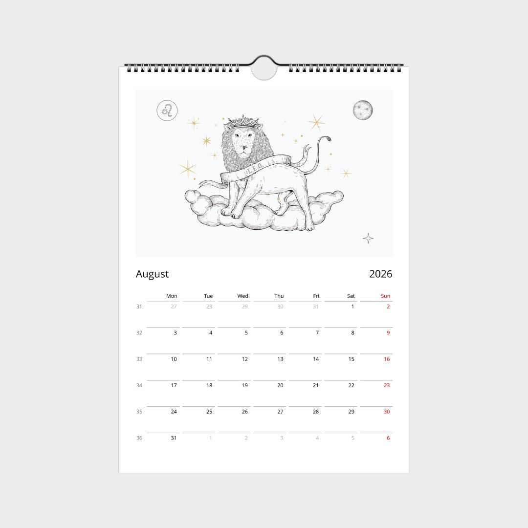 Zodiac Sternzeichen Kalender 2026 (Englisch)