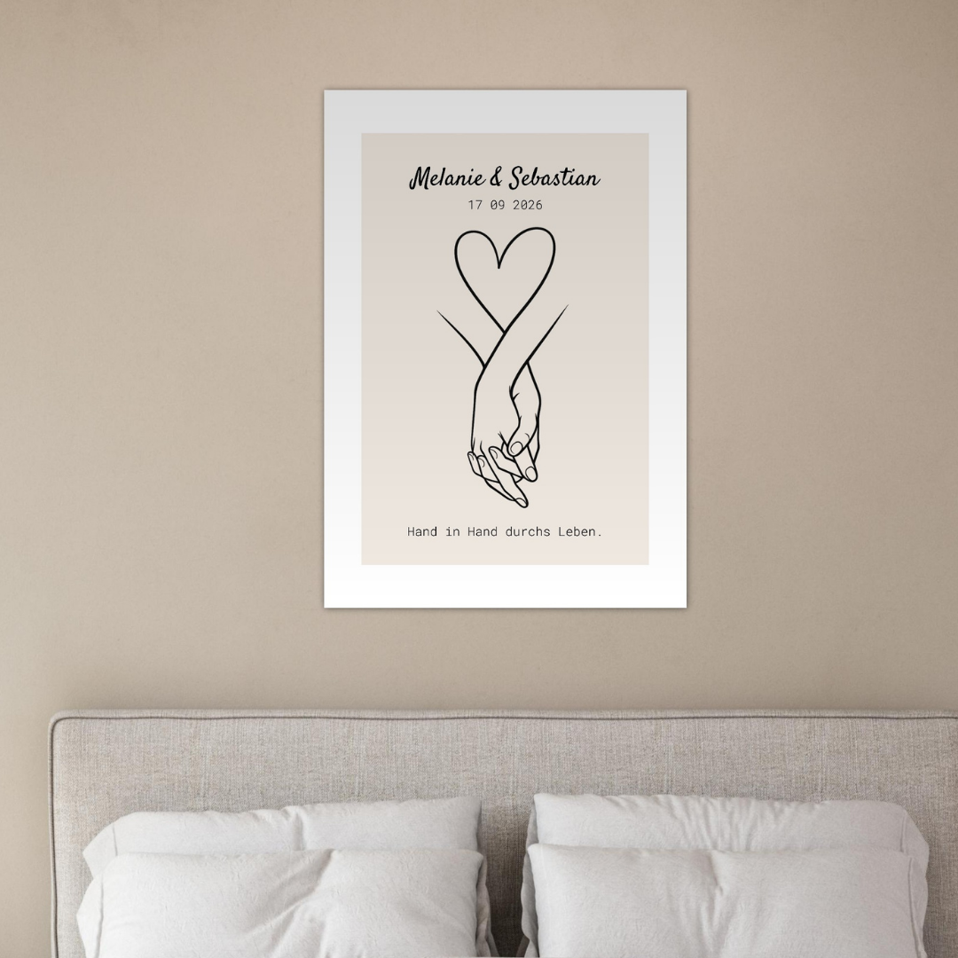 Poster Wandbild personalisiert - Hand in Hand durchs Leben