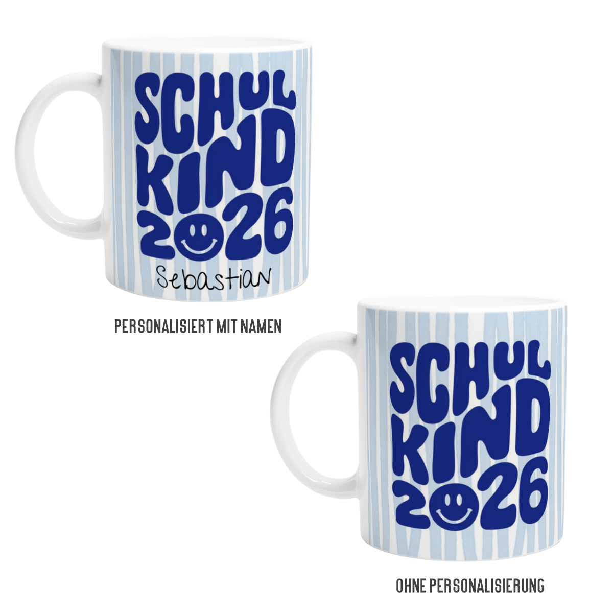 Tasse Schulkind 2026 Blau mit Namen