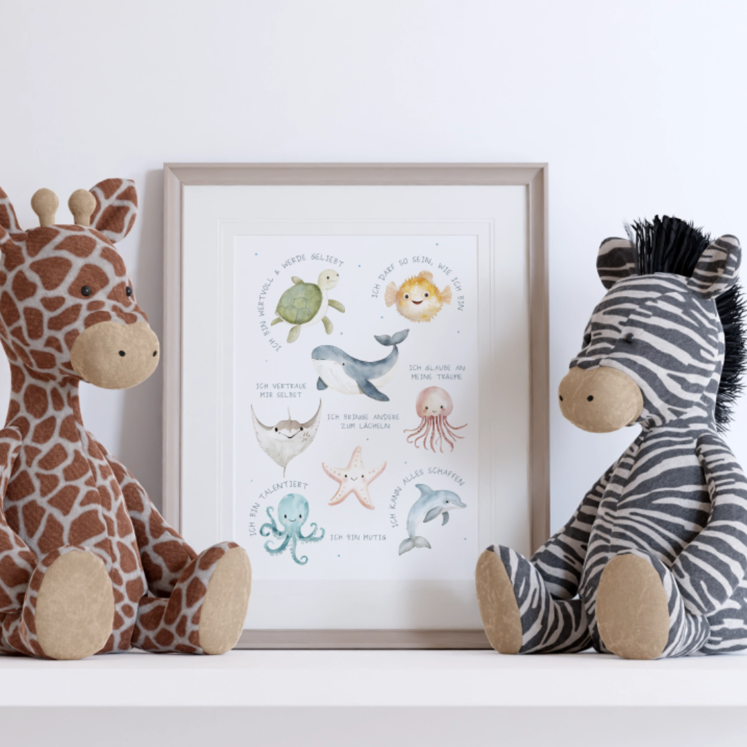 Affirmations Poster Kinder Meerestiere 1-teilig DIN A3