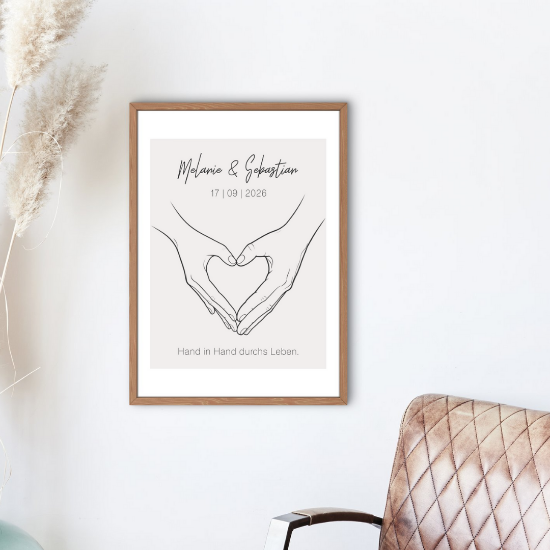 Wandbild Poster personalisiert - Herz Hände