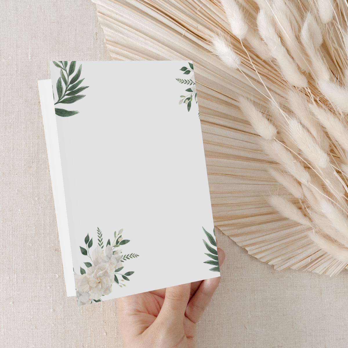 Einladungskarten Hochzeit – Florales Design mit weißen Blüten personalisierbar - 10 Stück