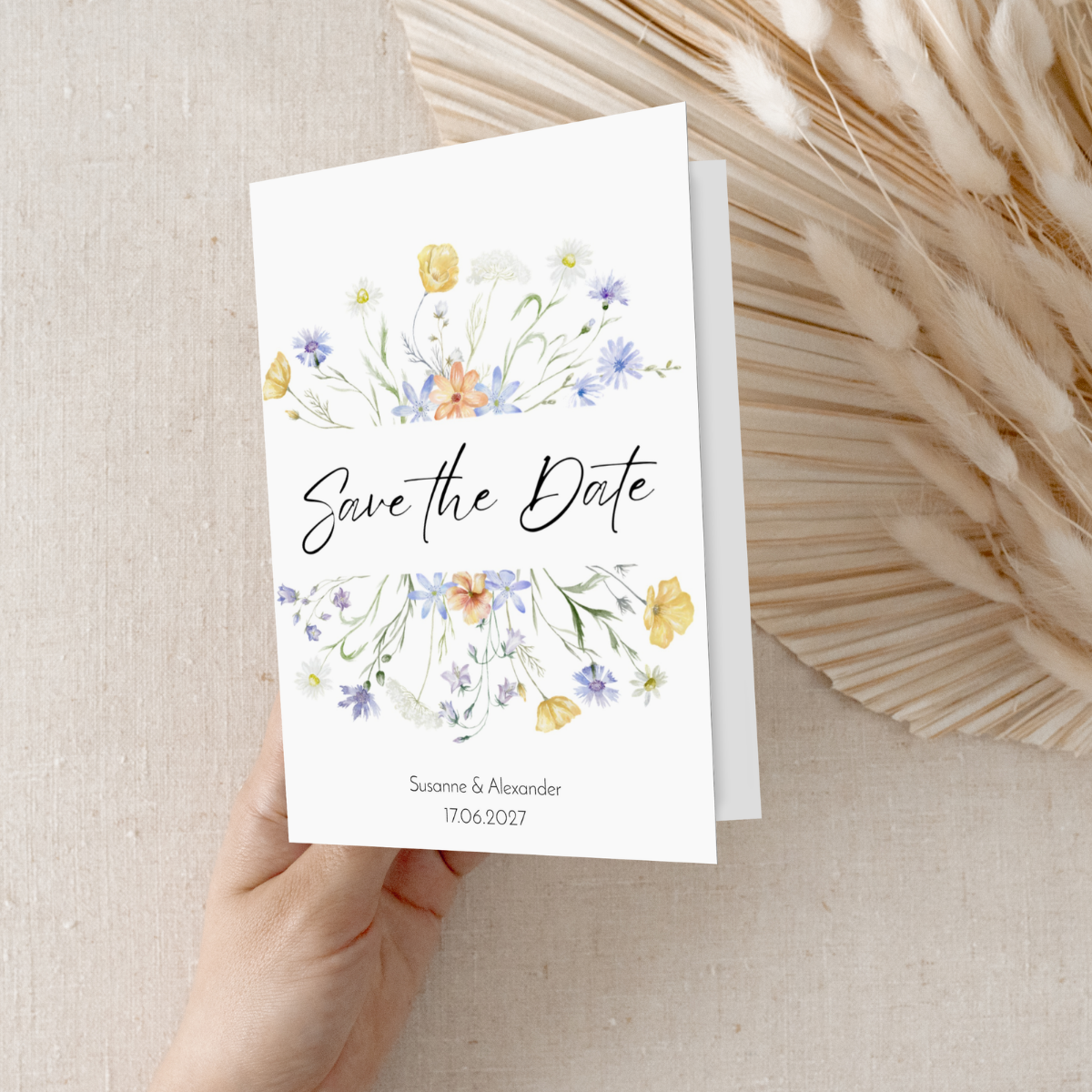 Personalisierte Save the Date Karten Wildblumen – 10 Stück