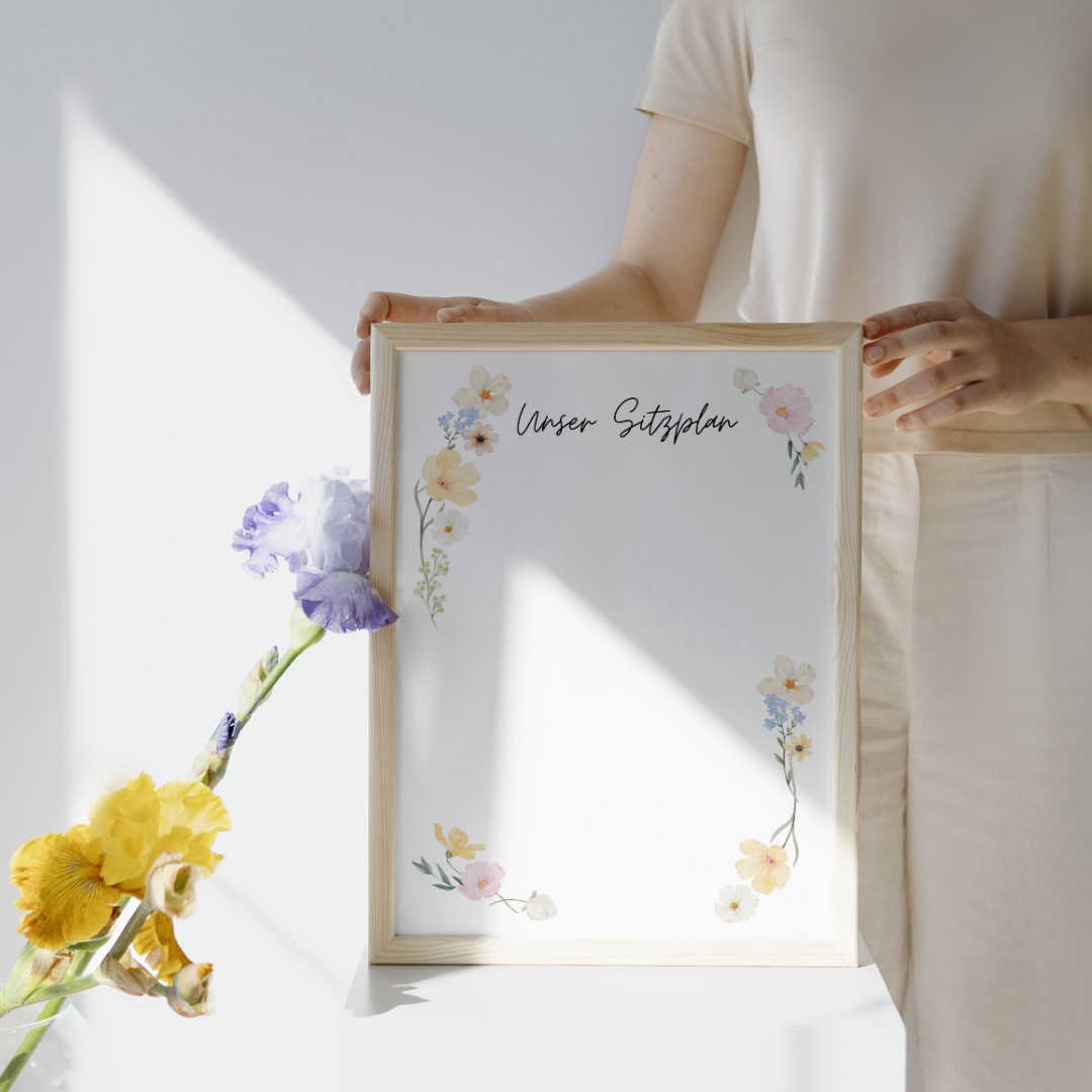Hochzeit Sitzplan Floral Blumig Bunt (Download)