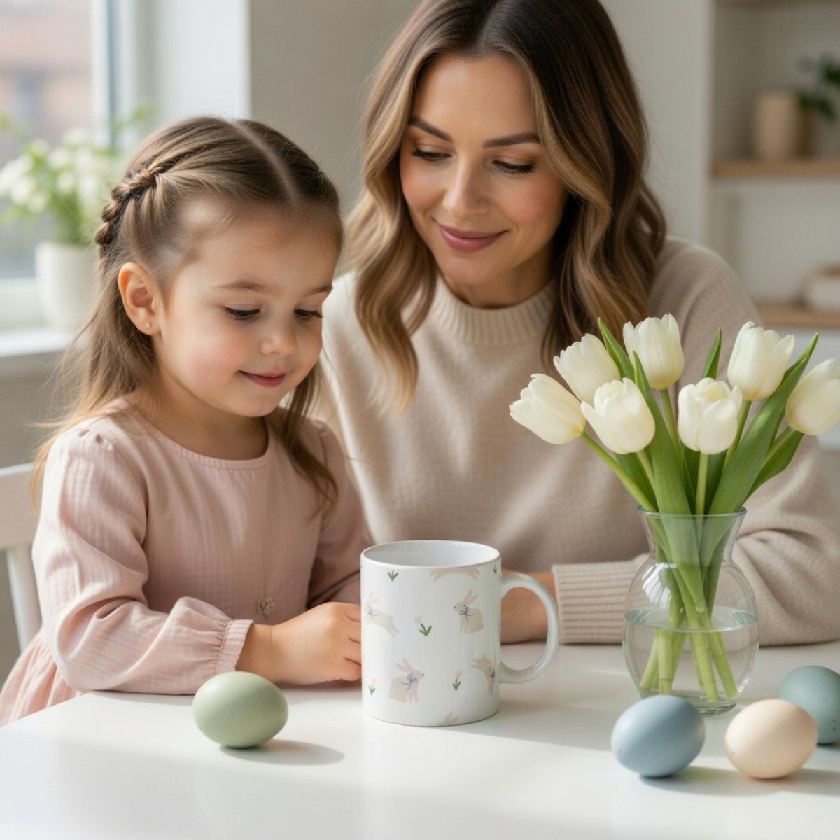 Tasse Oster Hintergrund Hase/Blume