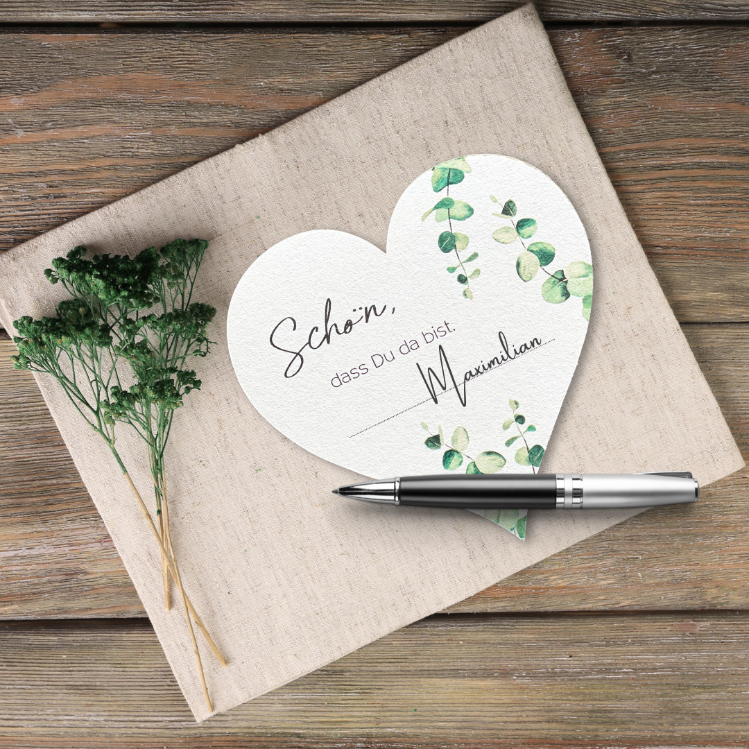 Getränkeuntersetzer Namenskarten Eucalyptus