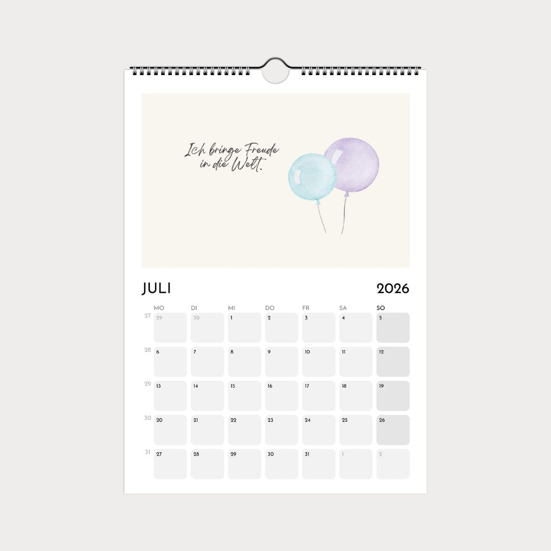 Kinderkalender 2026 | Wandkalender A4 mit kindgerechten Motiven & Sprüchen