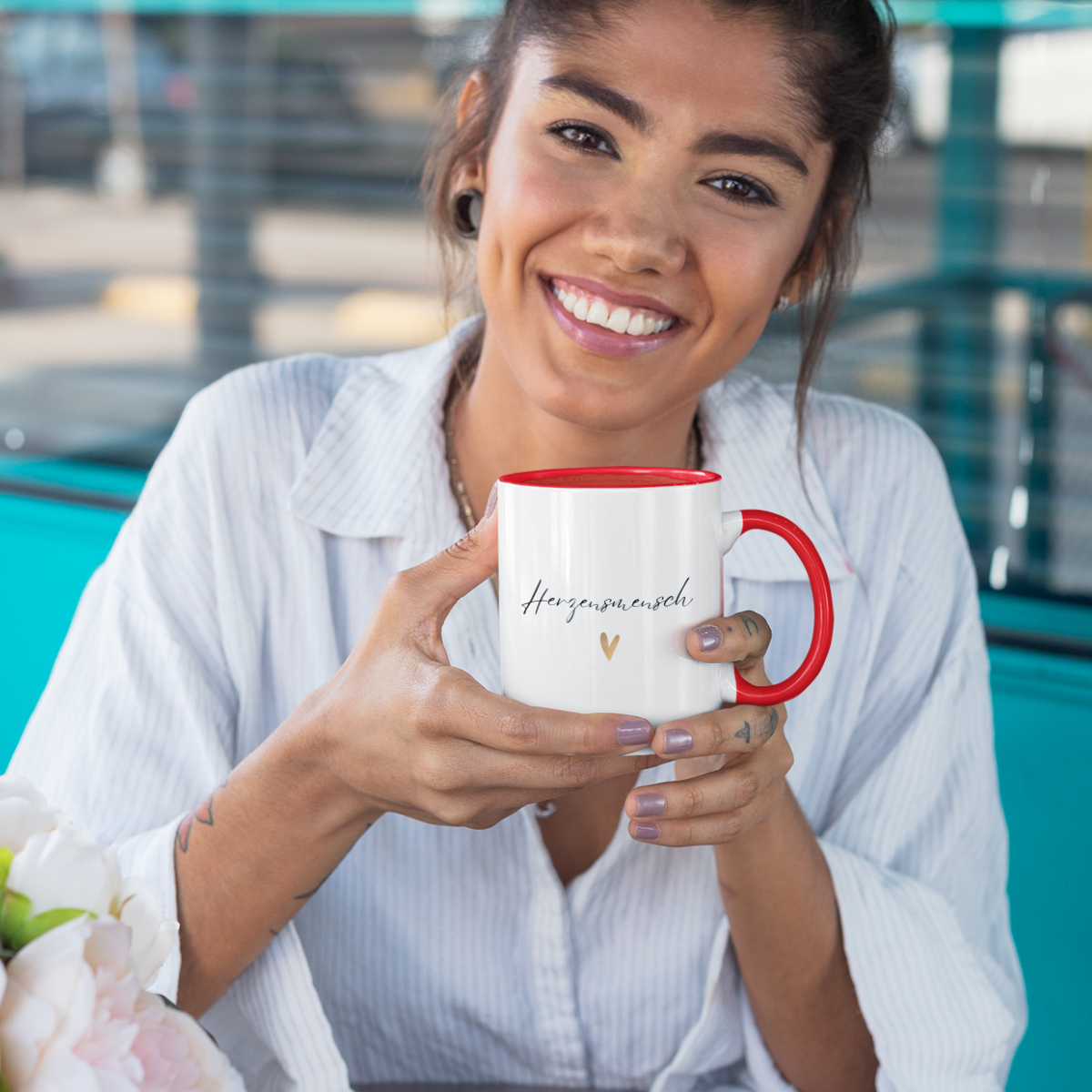 Tasse Herzensmensch - zweifarbig rot