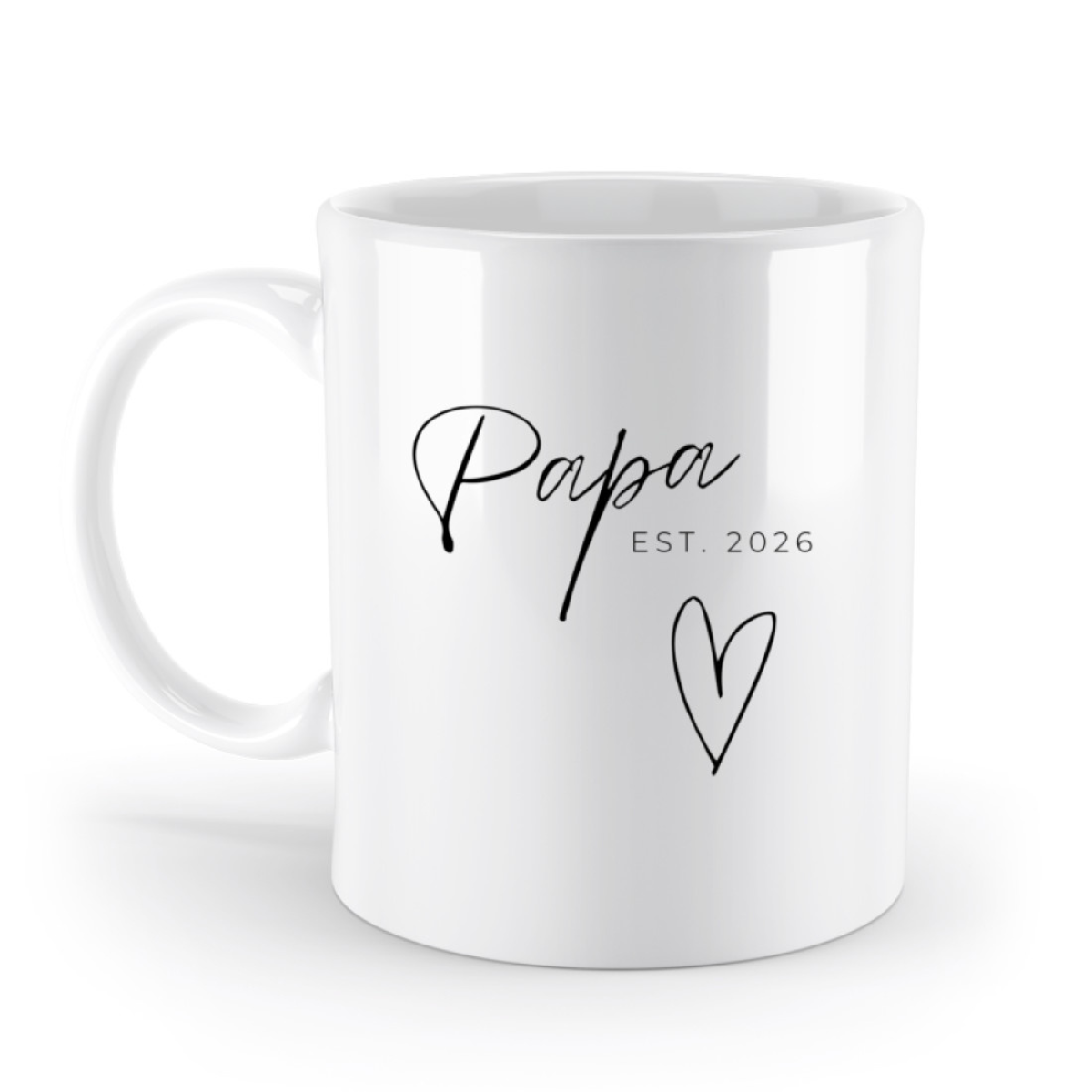 Tasse Papa Est. 2026 mit Herz – einfarbig