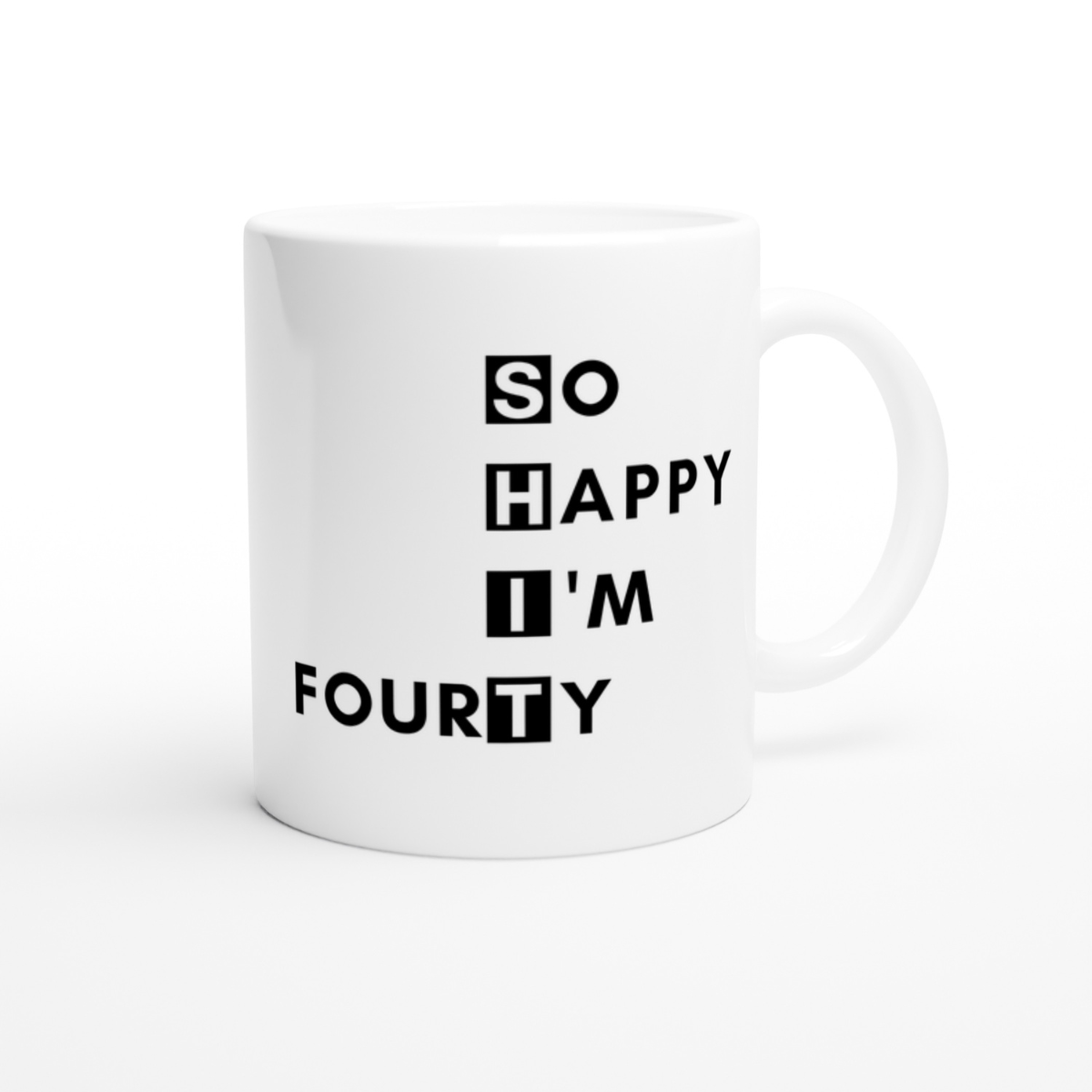 Tasse So Happy I’m Fourty 40. Geburtstag 330ml einfarbig mit / ohne Personalisierung