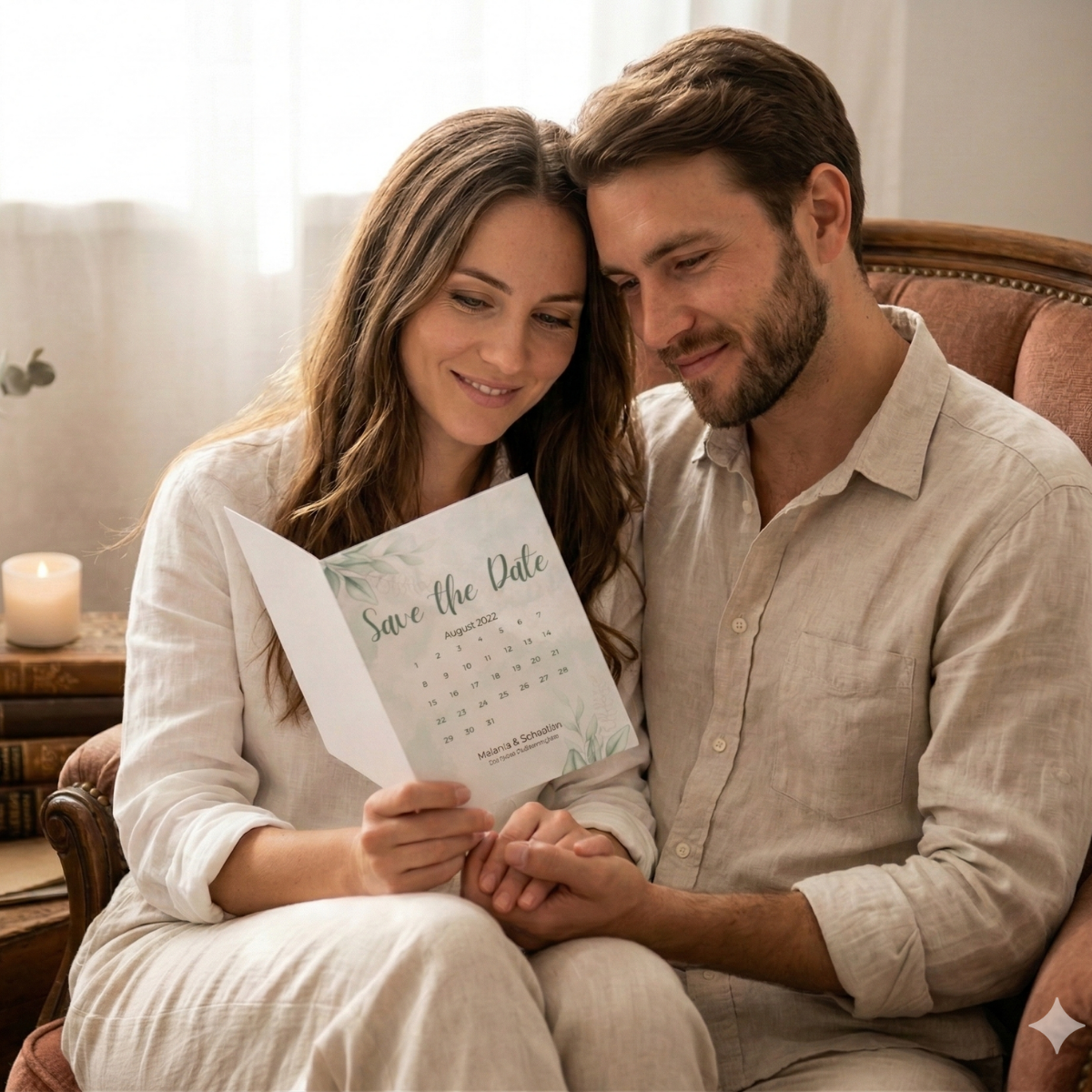 Personalisierte Save the Date Karten Eucalyptus – 10 Stück