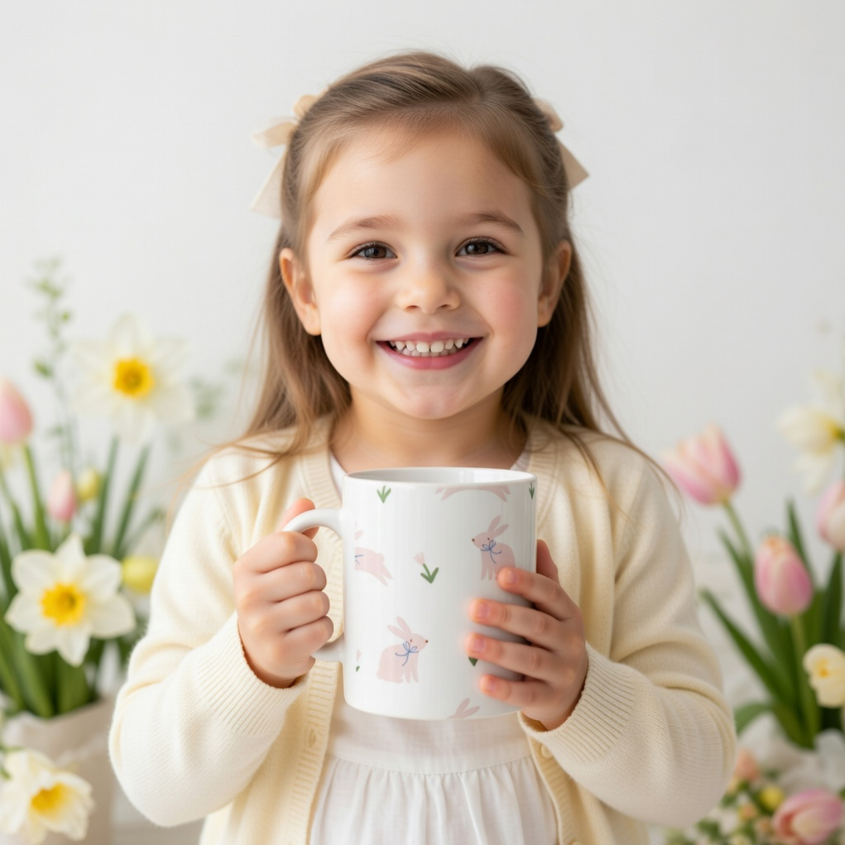 Tasse Oster Hintergrund Hase/Blume