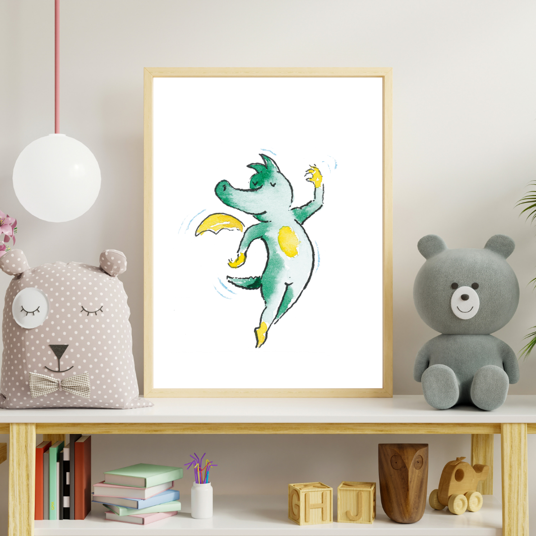 Tabaluga Poster – Tanzendes Kinderzimmer Wandbild