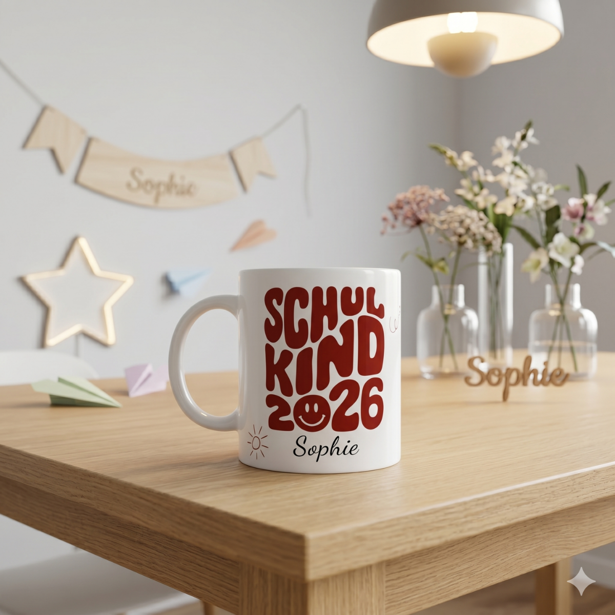 Tasse Schulkind 2026 Rot mit Name