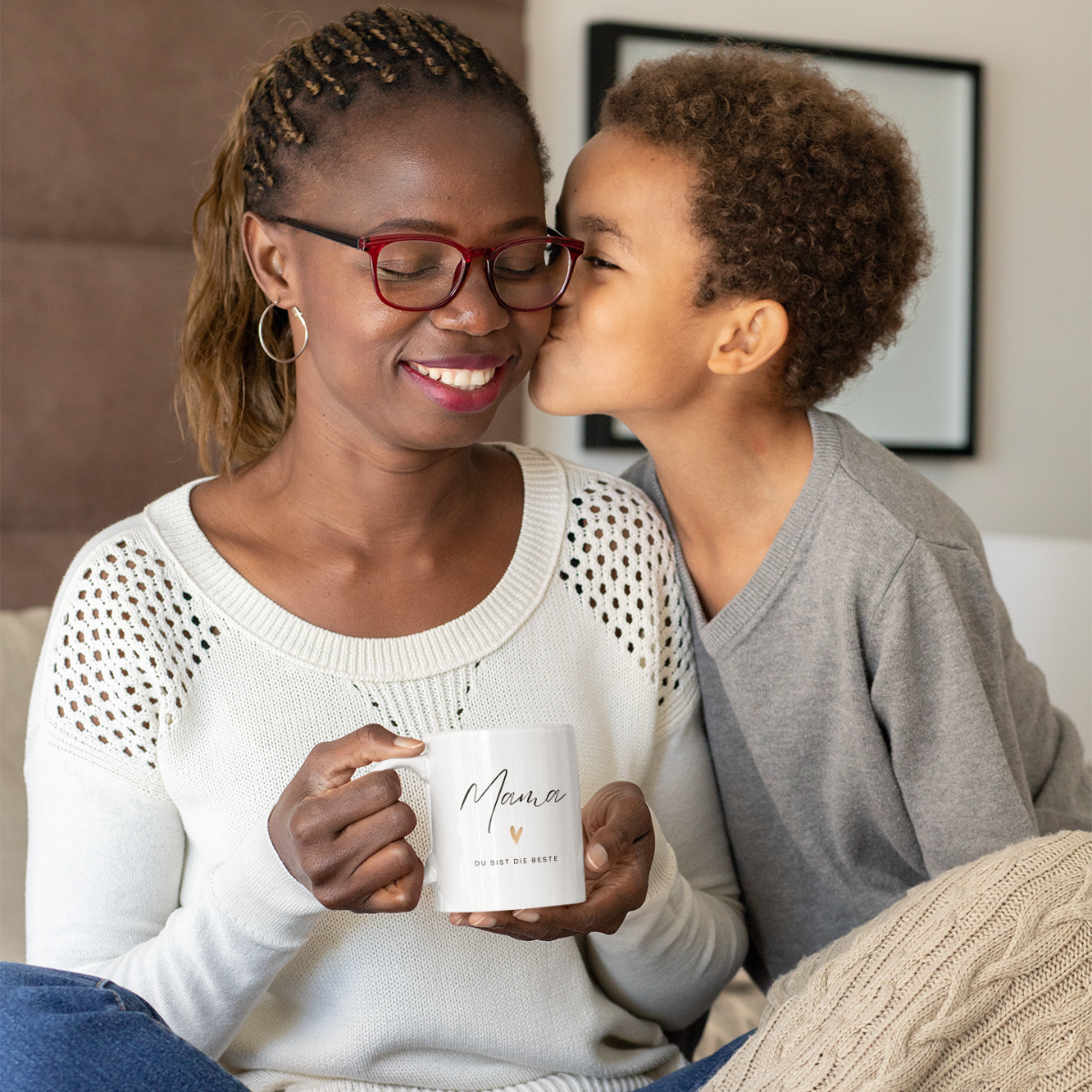 Tasse Mama du bist die Beste goldenes Herz – 4 Farben
