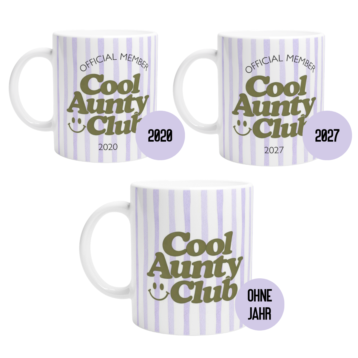 Tasse Cool Aunty Club Lila (2020 bis 2027 oder ohne Jahreszahl)