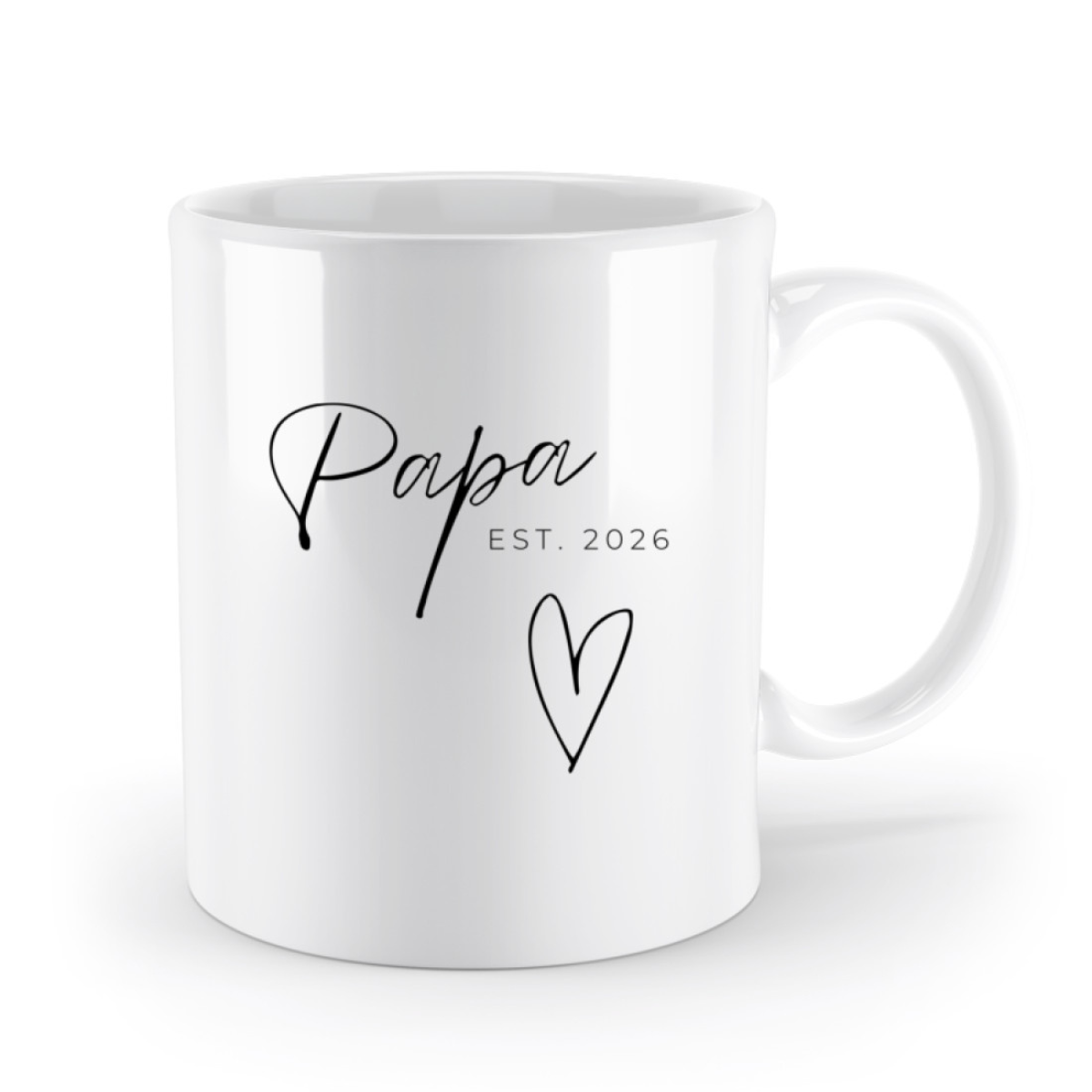 Tasse Papa Est. 2026 mit Herz – einfarbig