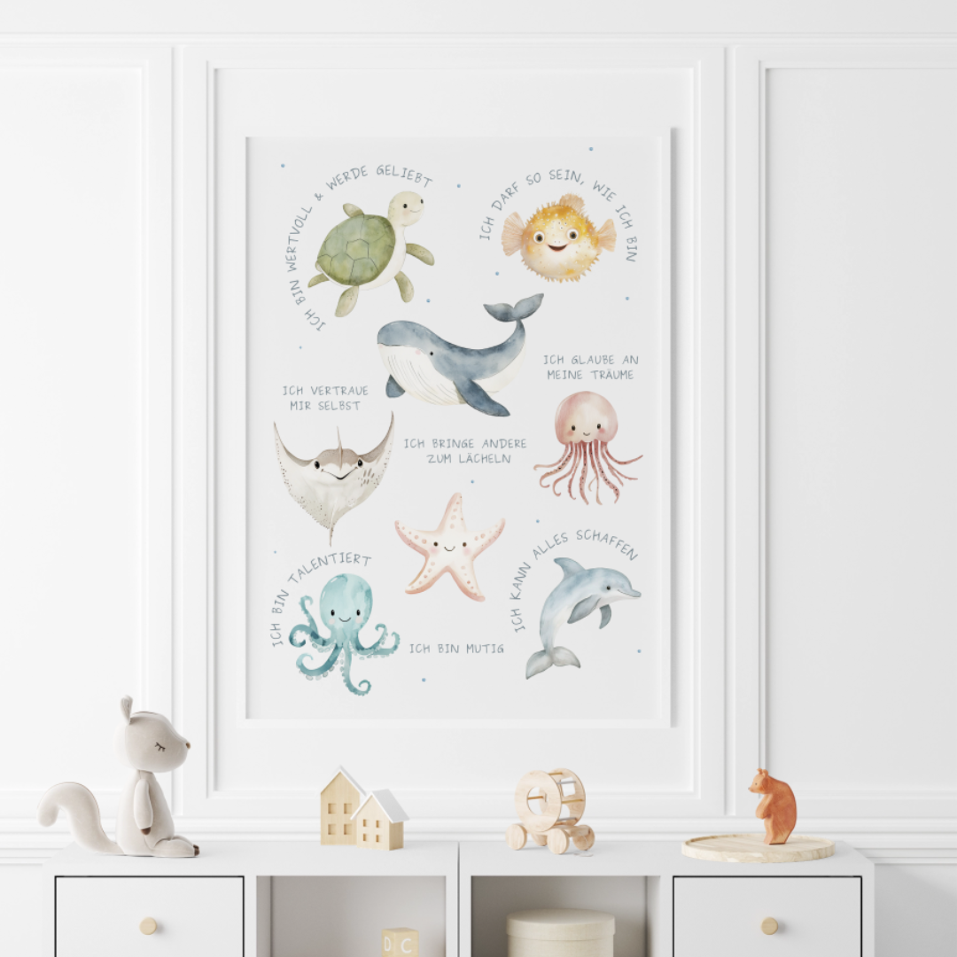 Affirmations Poster Kinder Meerestiere 1-teilig DIN A3
